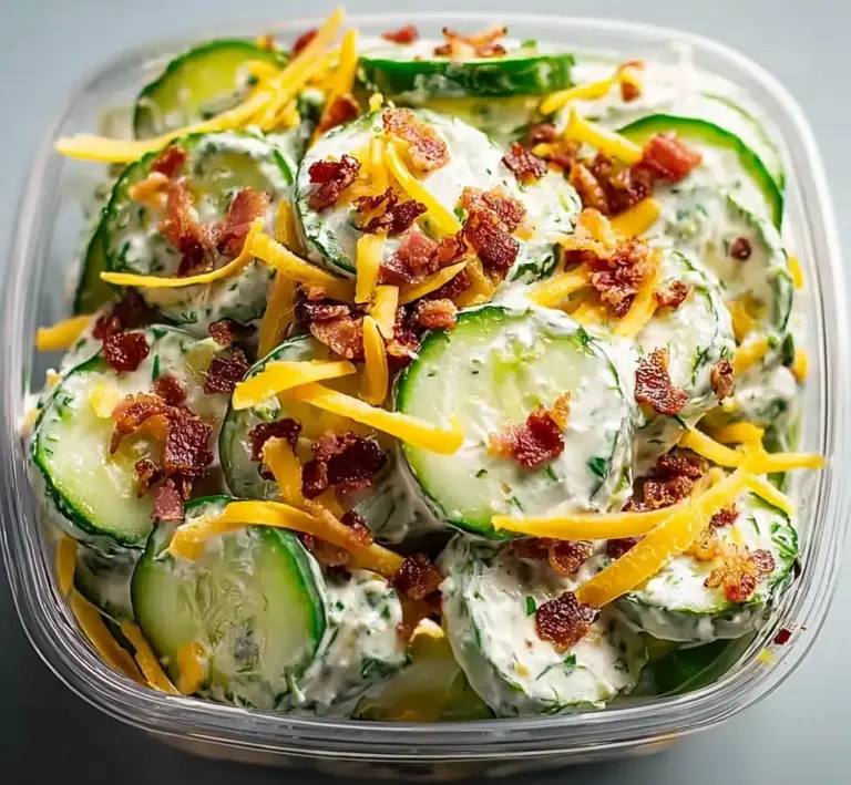Creamy Cucumber Salad with Bacon and Cheese Recipe