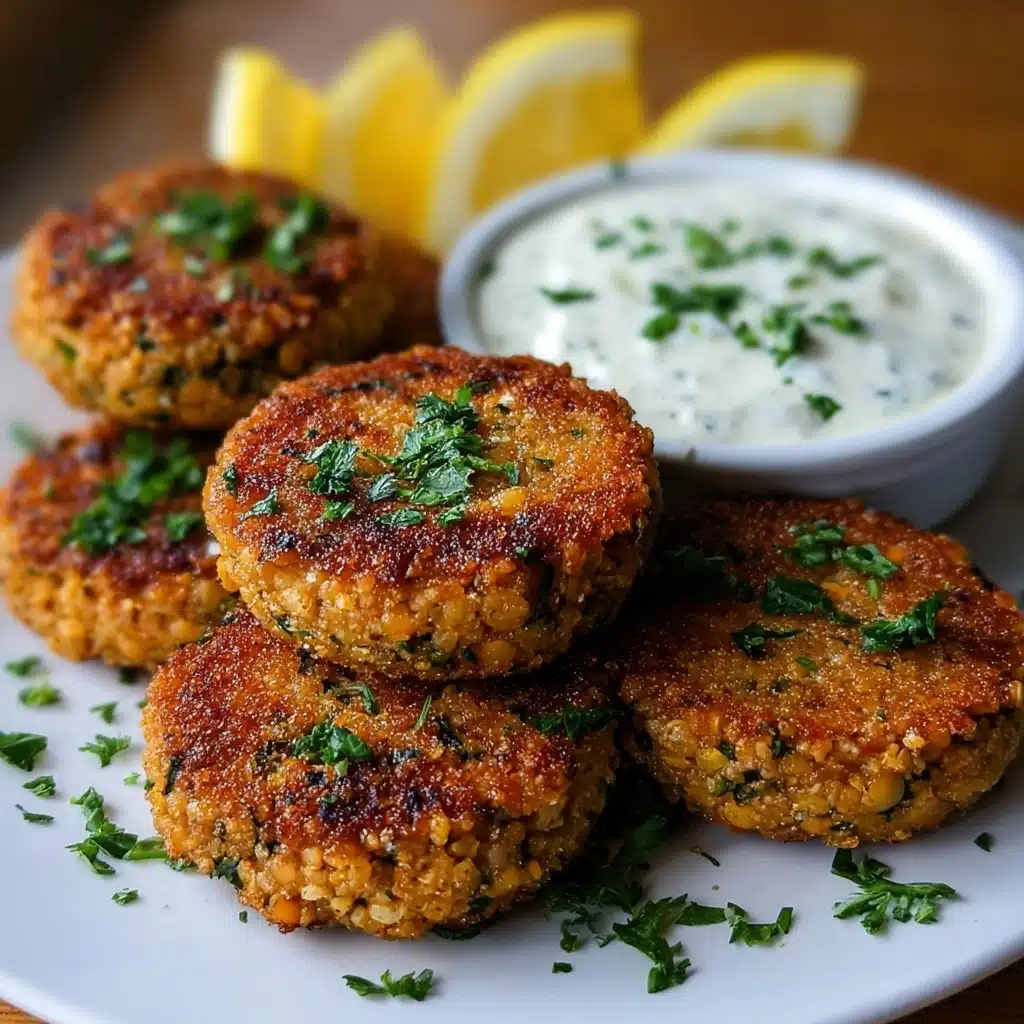 Lemon Chickpea Patties with Yogurt Sauce Recipe - Recipe Image