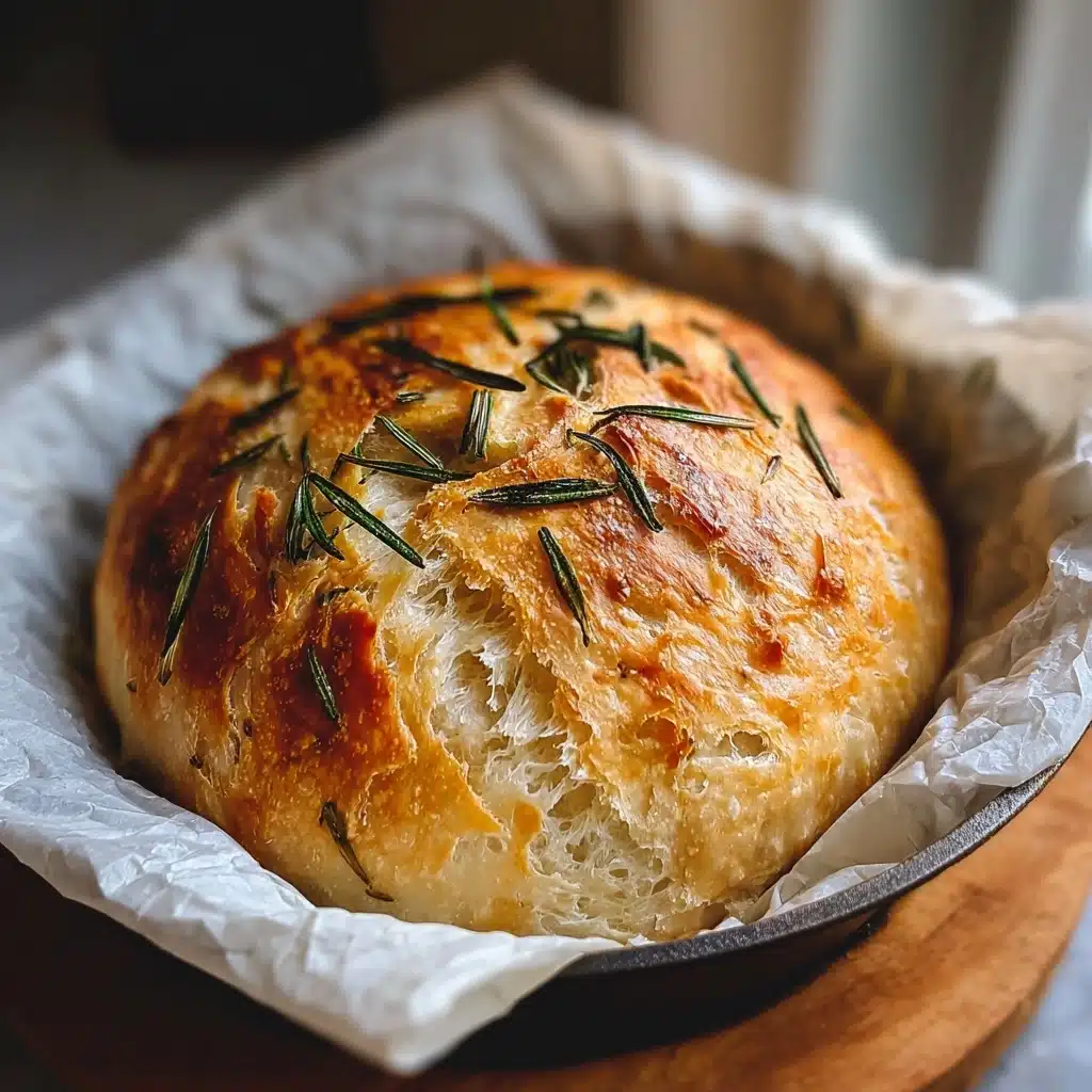 Rustic No-Knead Rosemary Garlic Bread Recipe - Recipe Image