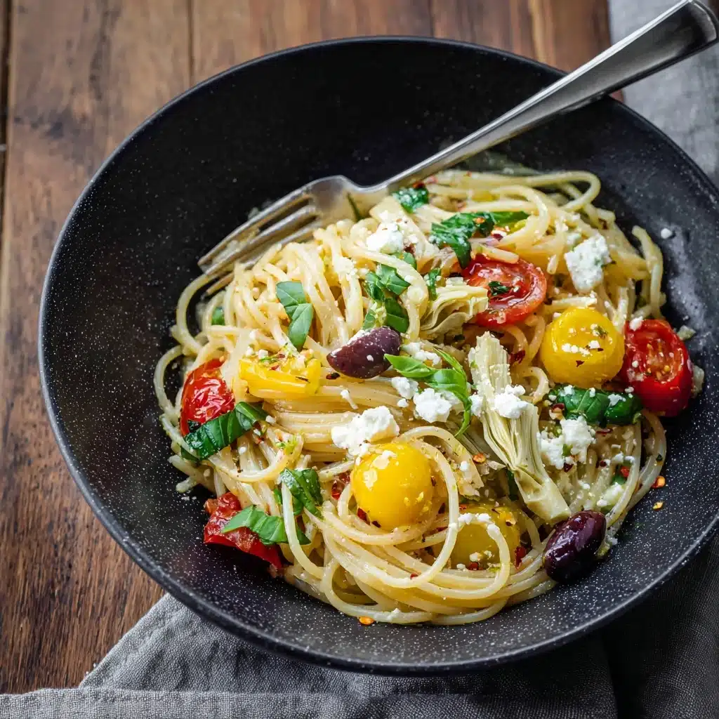 Simple Mediterranean Olive Oil Pasta Recipe - Recipe Image