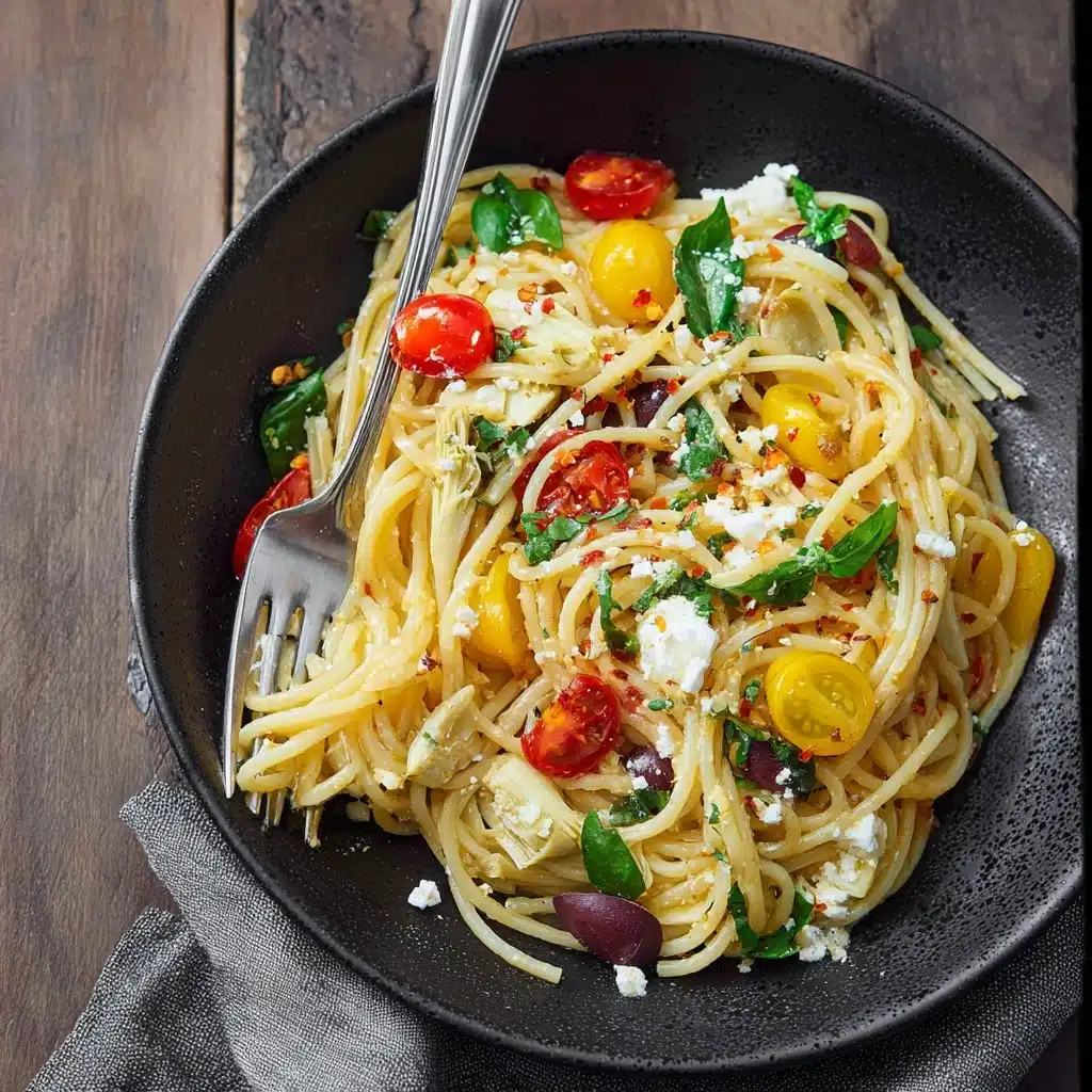 Simple Mediterranean Olive Oil Pasta Recipe - Recipe Image