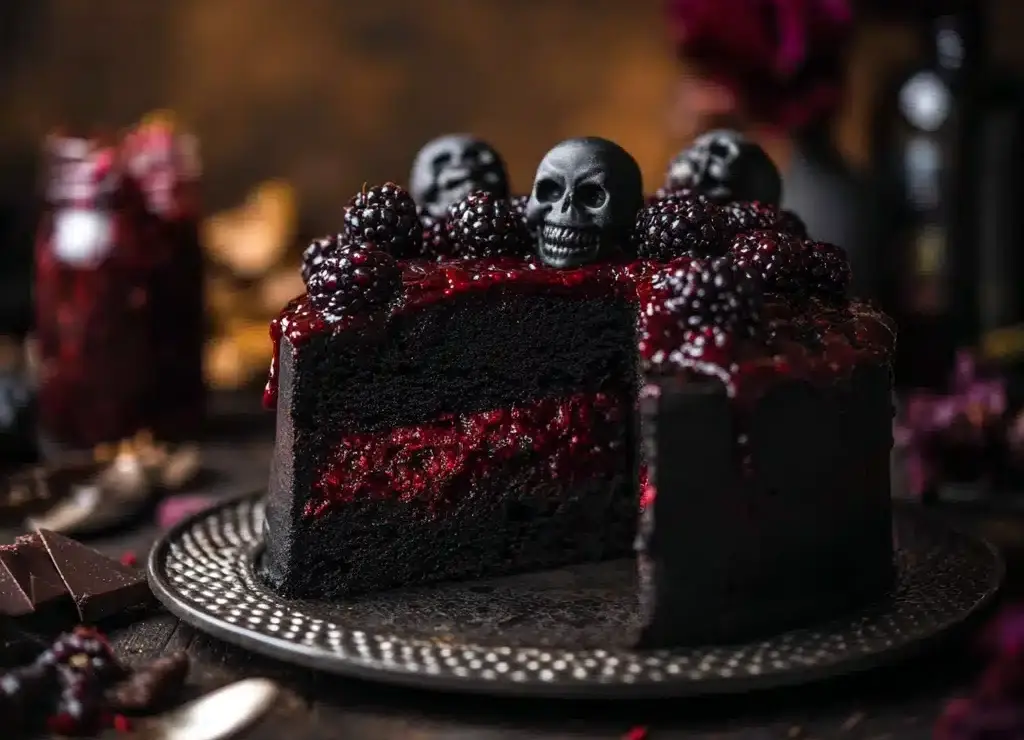 Spooky Black Velvet Halloween Cake Recipe