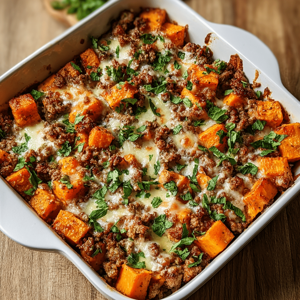 Once everything is cooked through, transfer the mixture to the prepared baking dish and spread it out evenly Recipe - Recipe Image