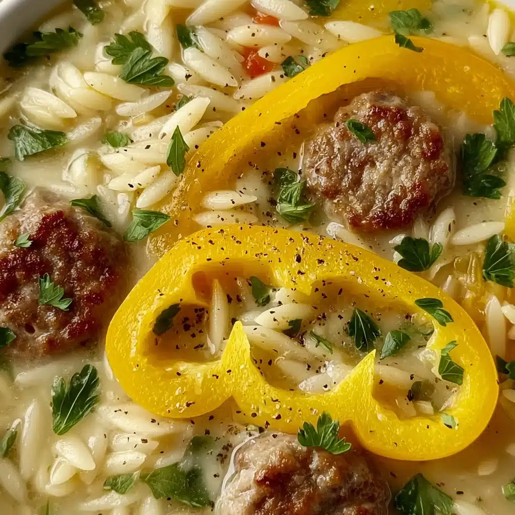 Savory Orzo Stuffed Banana Peppers Soup Recipe - Recipe Image