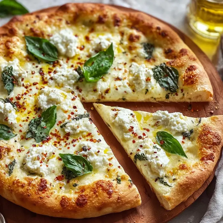 Greek Roasted Garlic Spinach White Pizza Recipe