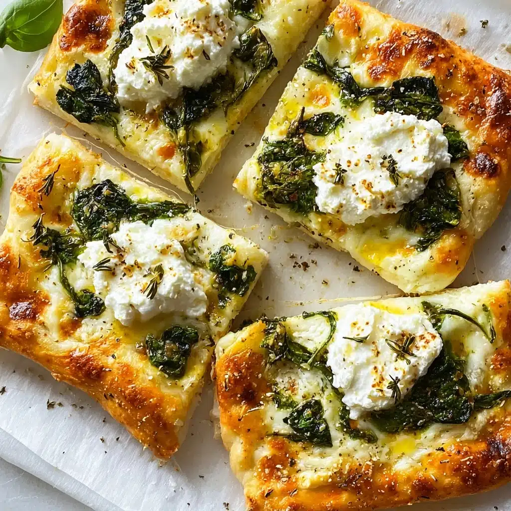 Greek Roasted Garlic Spinach White Pizza Recipe - Recipe Image