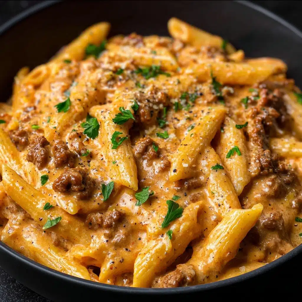 High Protein Creamy Beef Pasta Recipe - Recipe Image