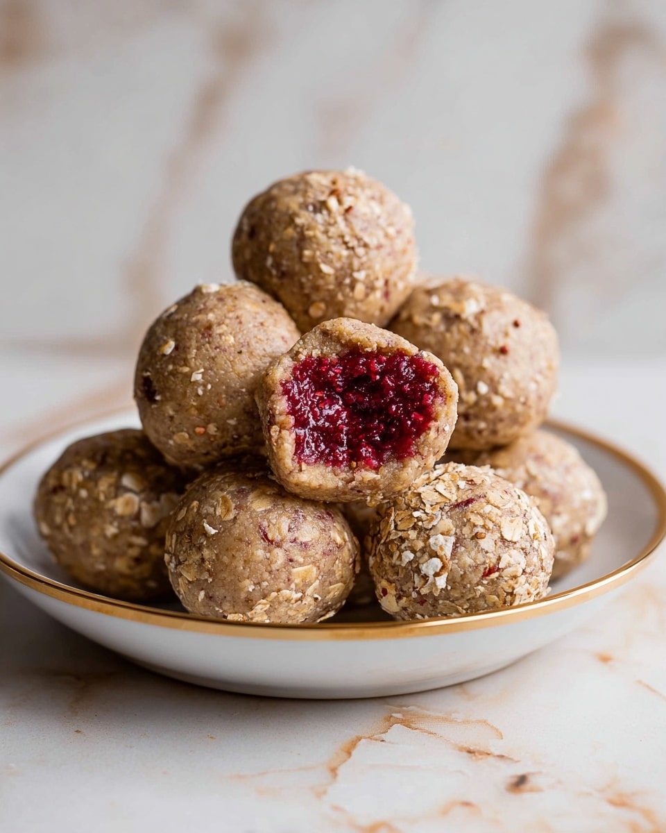 The image shows seven small white bowls and jars arranged on a white marbled surface with gold veins. In the top left is a glass bowl filled with light beige rolled oats. To the right is a white mug with a light brown creamy drink, possibly coffee. Below the oats is a bowl of smooth light brown peanut butter. In the center is a small bowl filled with tiny black and white chia seeds. To the right is a tiny white cup with amber-colored liquid. Below the chia seeds is a small bowl with dark brown vanilla extract. In the bottom left is a white jar filled with white milk. Finally, on the bottom right is a glass jar filled with deep red jam with bubbles on top. photo taken with an iphone --ar 4:5 --v 7