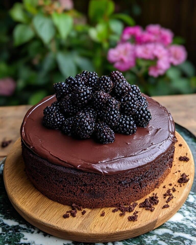 Blackberry Chocolate Layer Cake with Blackberry Filling and Whipped Cream Recipe