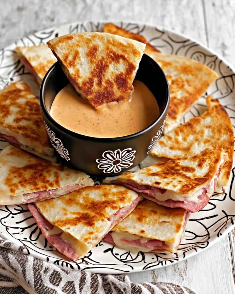 Corned Beef and Swiss Reuben Quesadillas with 1000 Islands Dipping Sauce Recipe