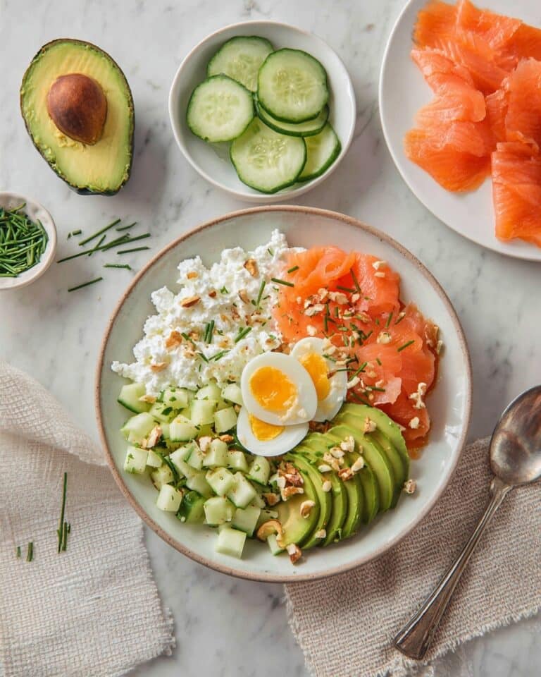 Cottage Cheese Salad with Smoked Salmon, Avocado, and Almonds Recipe
