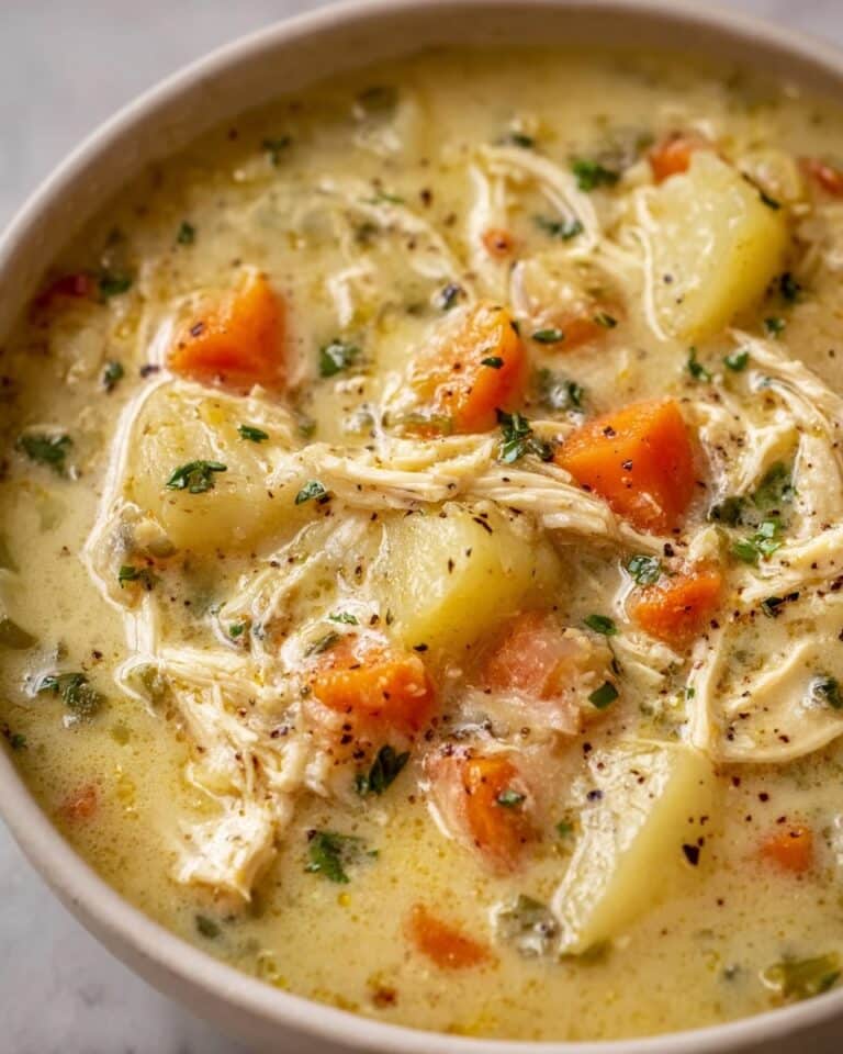 High Protein Chicken Pot Pie Soup Recipe