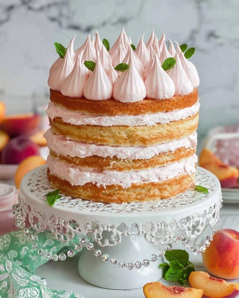 Russian Peach Cake with Peach Preserves, Whipped Cream, and Fluffy Zefir Recipe