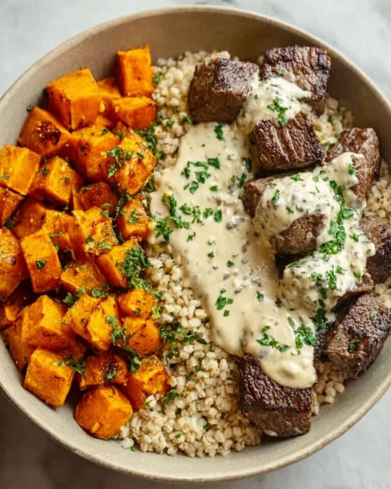 Butternut Squash & Garlic Herb Steak Bowls Recipe