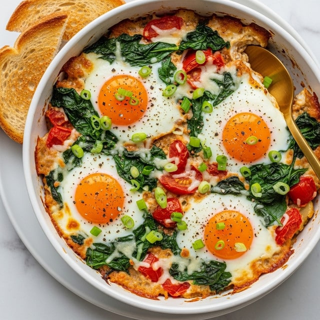 Baked Feta Eggs with Cherry Tomatoes and Spinach Recipe