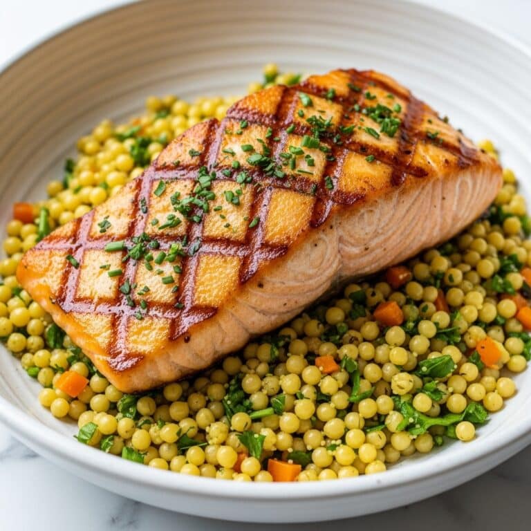 Herbed Pearl Couscous with Baked Salmon Recipe