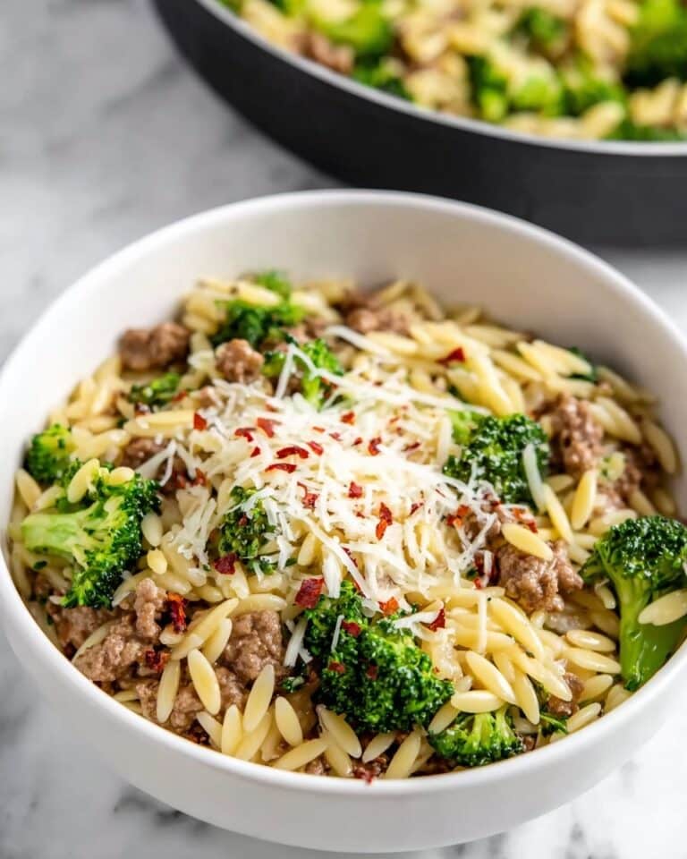 Quick Ground Turkey Orzo with Broccoli and Lemon Recipe