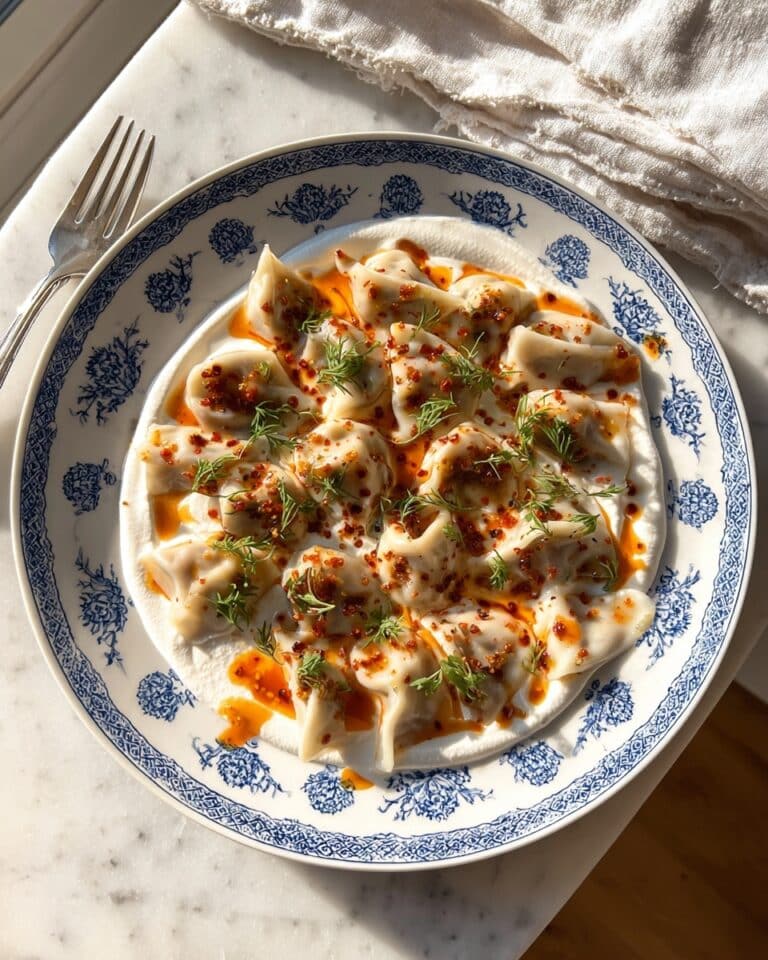 Homemade Turkish Manti (Dumplings) with Garlic Yogurt and Spiced Butter Recipe