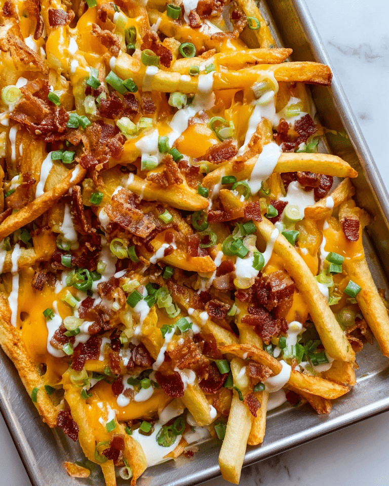 Loaded Bacon Cheddar Fries with Ranch and Green Onions Recipe