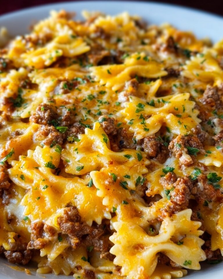 Cajun Cream Cheese Alfredo Bowties with Spiced Ground Beef Recipe