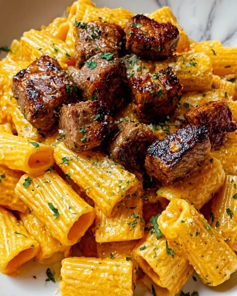 Cajun Steak Tips with Rigatoni and Creamy Parmesan Sauce Recipe