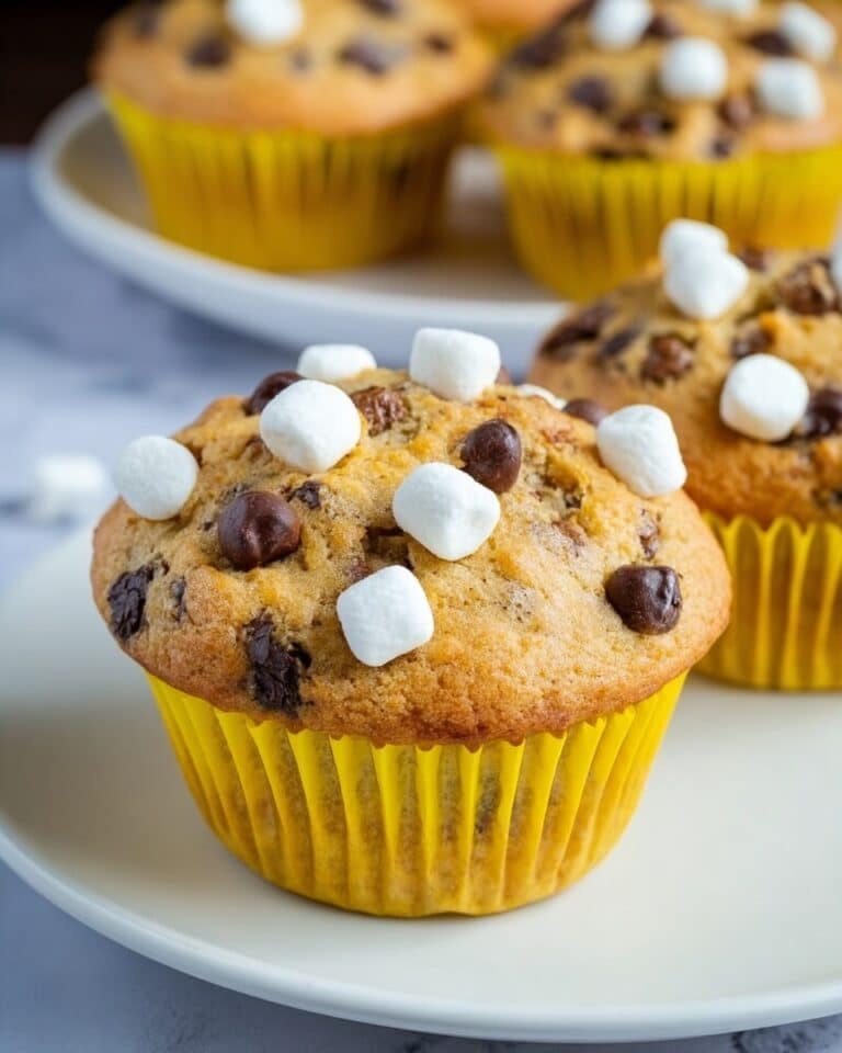 Banana Muffins with Chocolate Chips and Marshmallow Bits Recipe