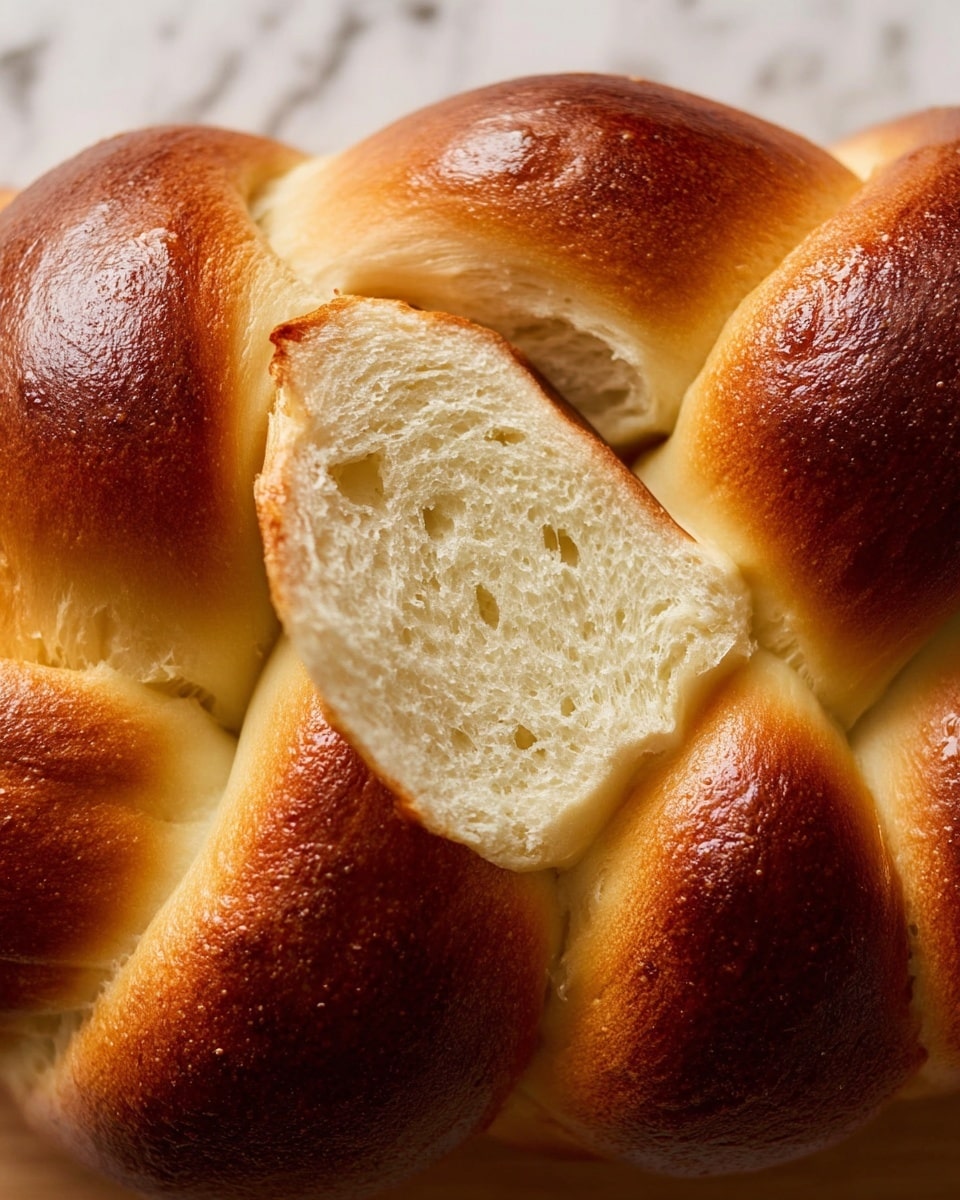 A close-up view of a soft bread roll shaped like a flower with six rounded petals. Each petal has a smooth, shiny, golden brown crust on the outside, with a light and fluffy white interior that appears airy and delicate. The bread’s texture shows small air holes in the white inside, contrasting with the rich brown color of the crust. The roll rests on a white marbled surface that highlights its warm, fresh look. Photo taken with an iphone --ar 4:5 --v 7
